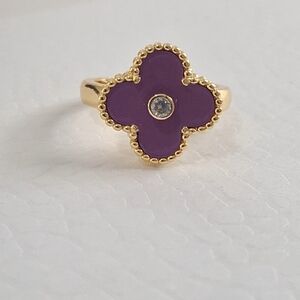 Purple Enamel Clover Diamond ring